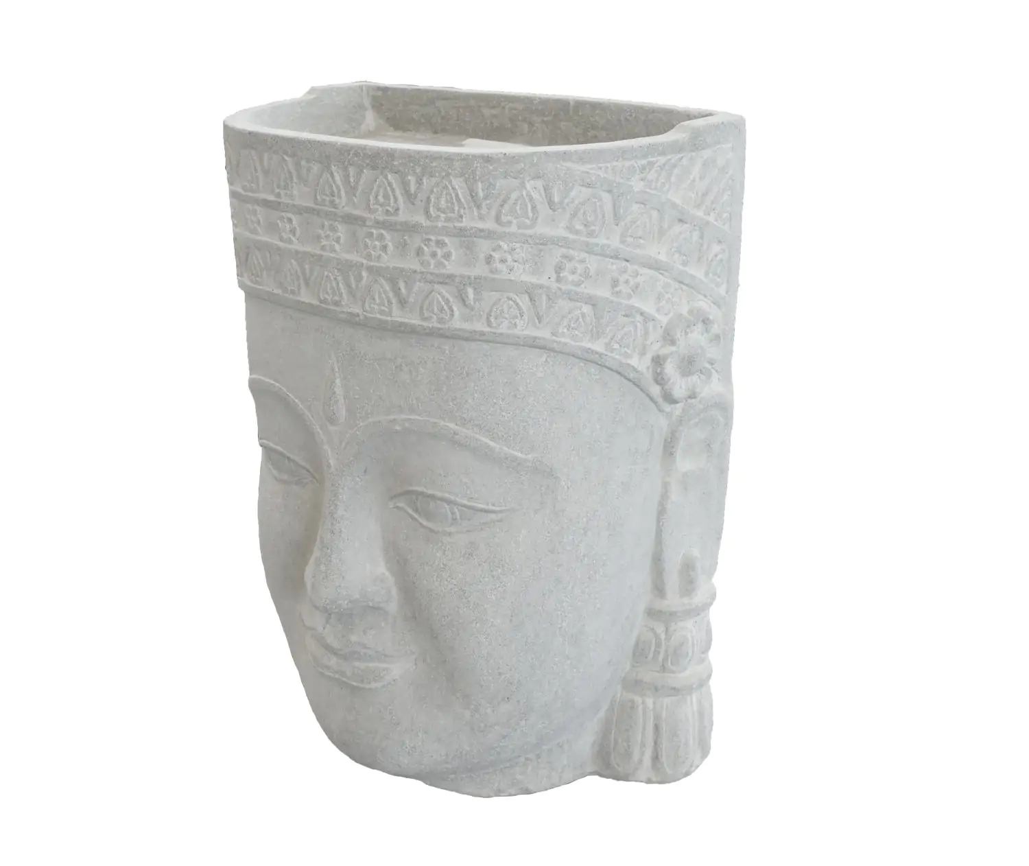  Product image 2 of the product “Khmer-head as water feature, 67cm height, cast stone, hollow, handcrafted & natural color. ”